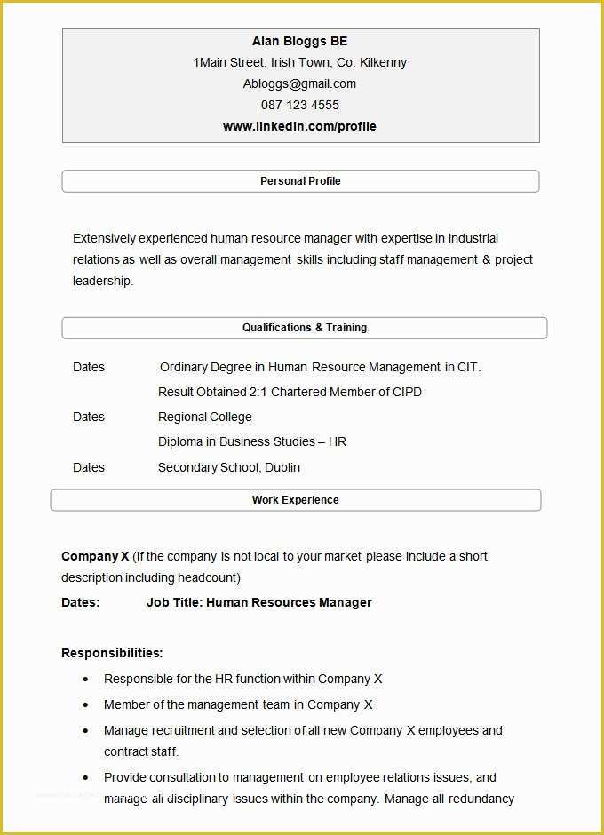 Hr Resume Templates Free Of 21 Hr Resume Templates Doc