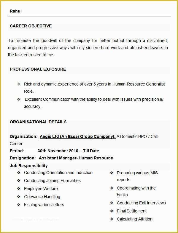 Hr Resume Templates Free Of 40 Hr Resume Cv Templates Hr Templates