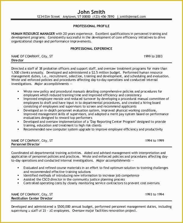 Hr Resume Templates Free Of 49 Professional Manager Resumes Pdf Doc