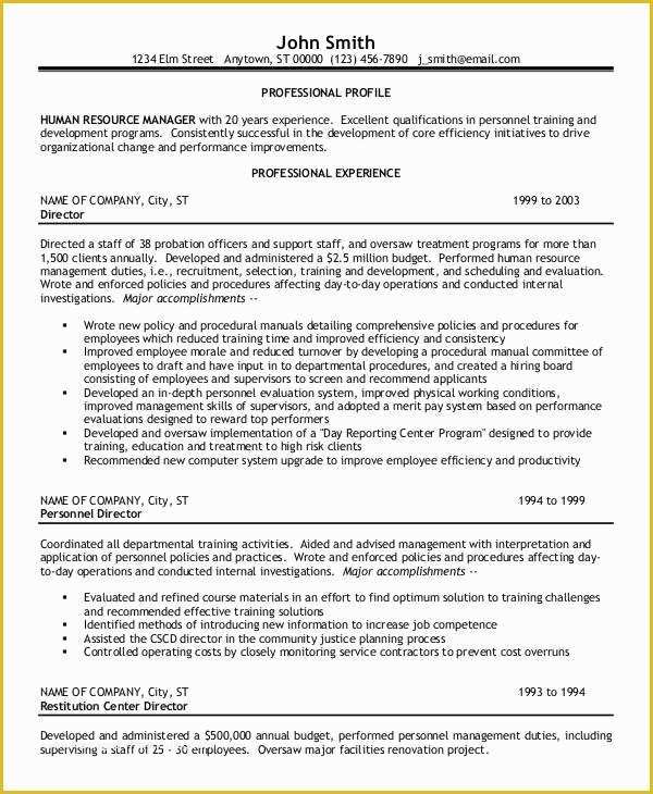 Hr Resume Templates Free Of 49 Professional Manager Resumes Pdf Doc