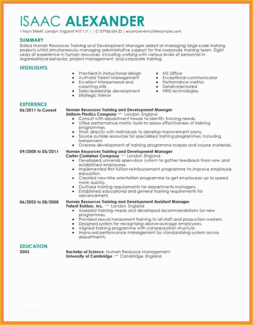 Hr Resume Templates Free Of 5 Free Hr Resume Templates