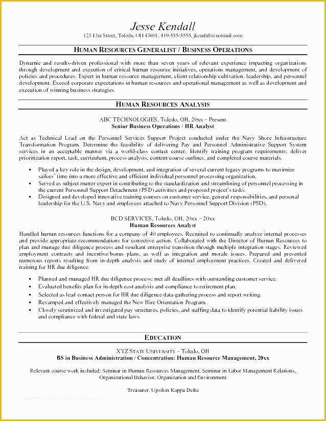 Hr Resume Templates Free Of Hr Generalist Resumes Resume Examples Professional Human