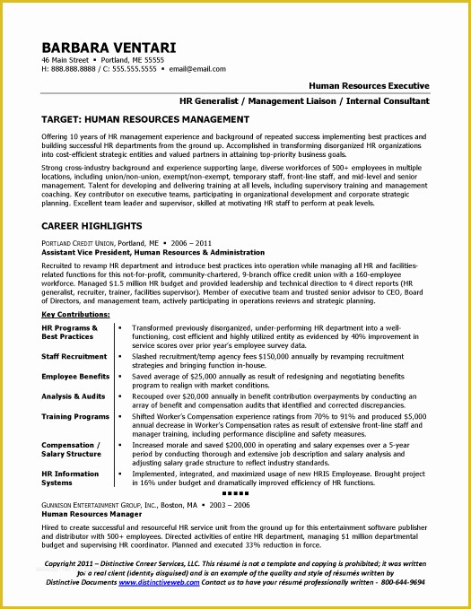 Hr Resume Templates Free Of Resume Sample for Hr Manager