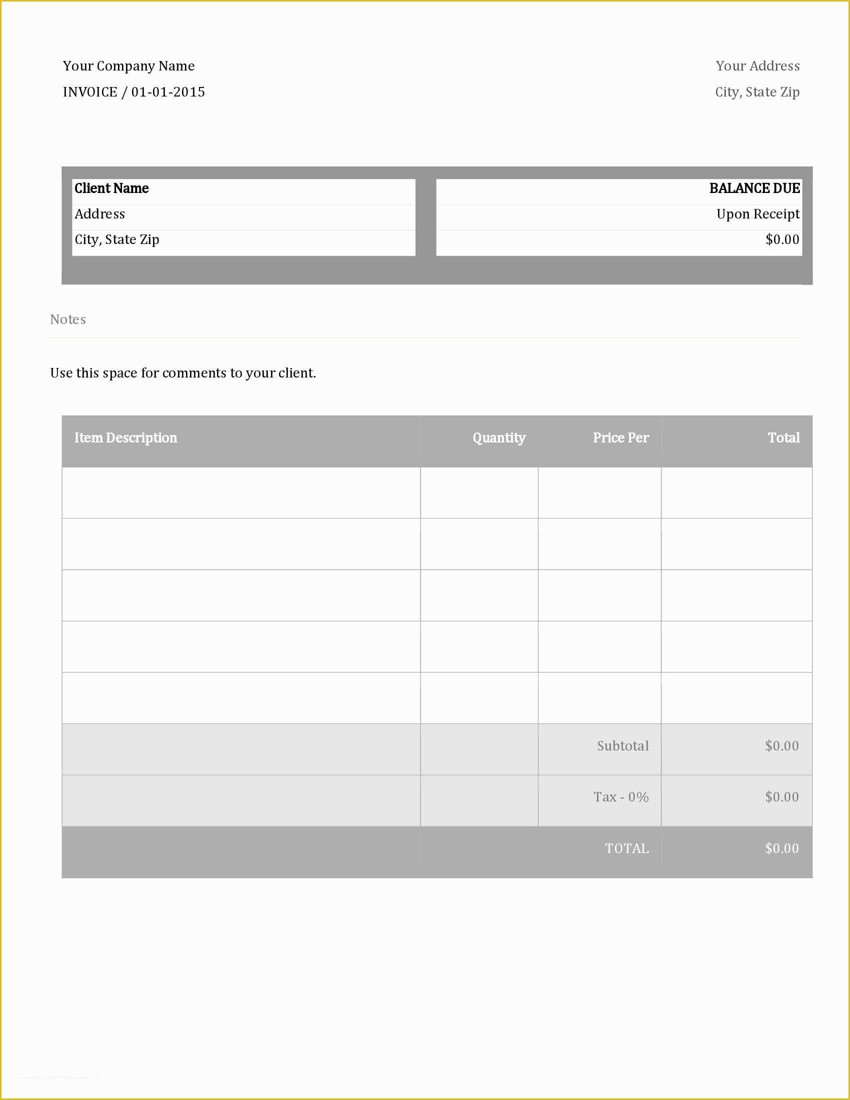 Html Invoice Template Free Download Of Blank Invoice form Free
