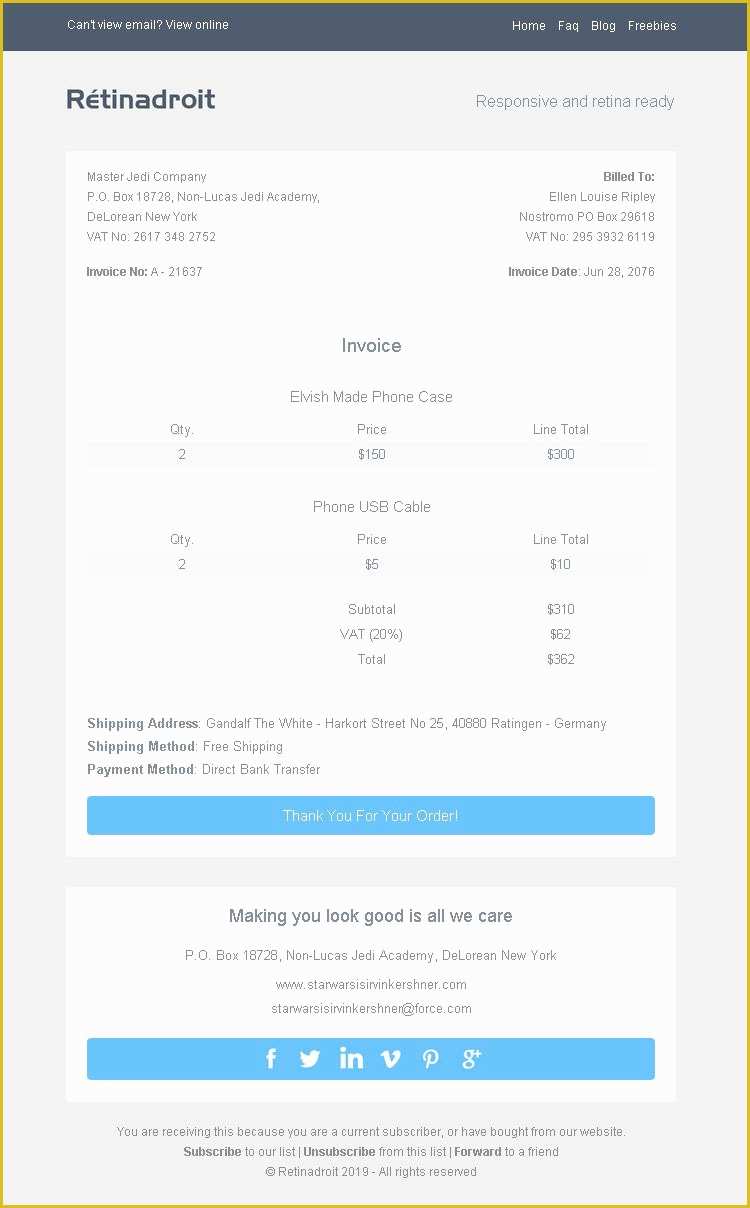 Html Invoice Template Free Download Of Email Invoice Template Free
