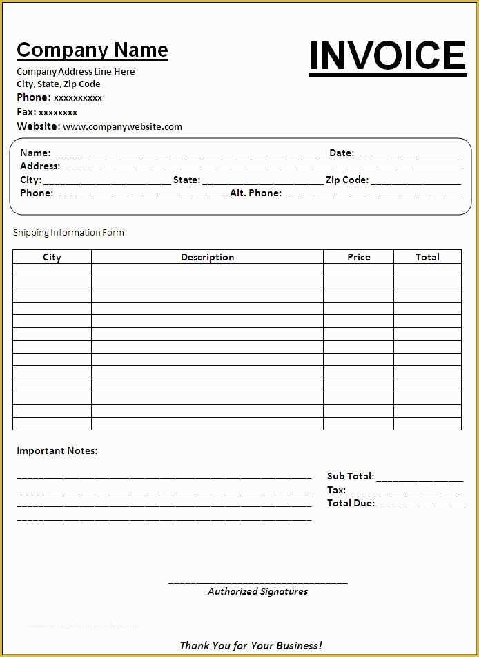 Html Invoice Template Free Download Of Invoice Template In Word format