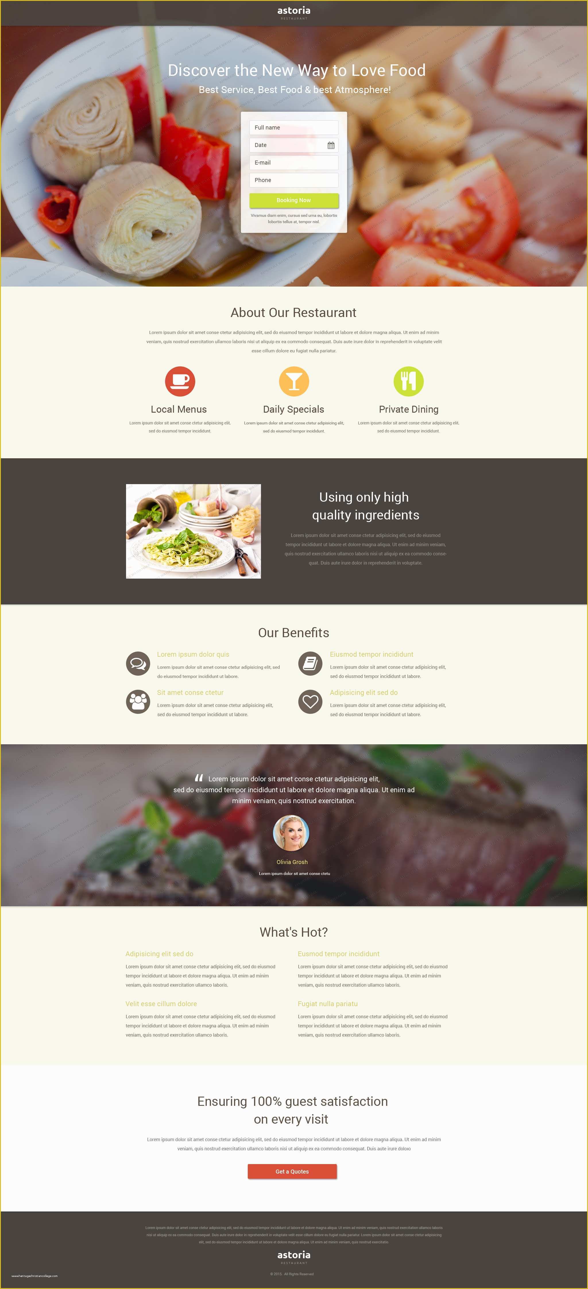 Html Landing Page Templates Free Of Free Restaurant Landing Page Template