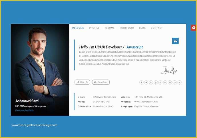 Html Personal Website Templates Free Of 20 Best Personal Vcard & Resume HTML Templates