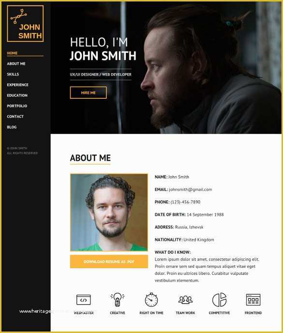Html Personal Website Templates Free Of 34 Personal Website themes & Templates