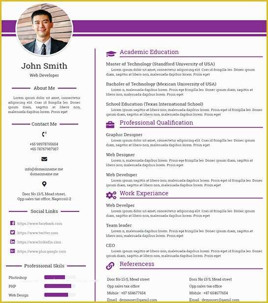 Html Personal Website Templates Free Of Free Personal Profile Resume HTML Website Template