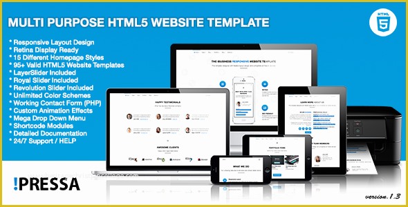 Html5 Business Website Templates Free Download Of Pressa Multi Purpose HTML5 Website Template by