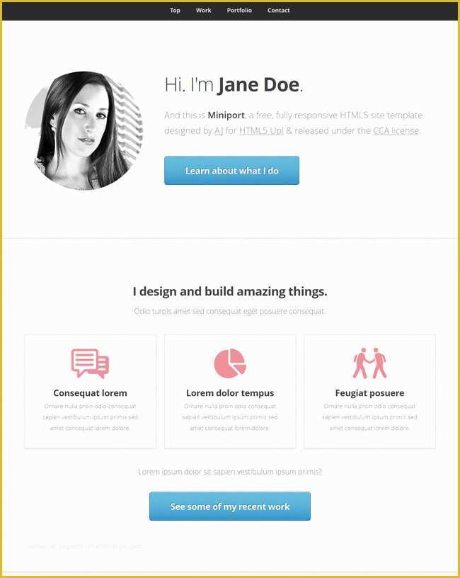 Html5 Portfolio Template Free Of Free 5 Responsive Single Page Template – Miniport