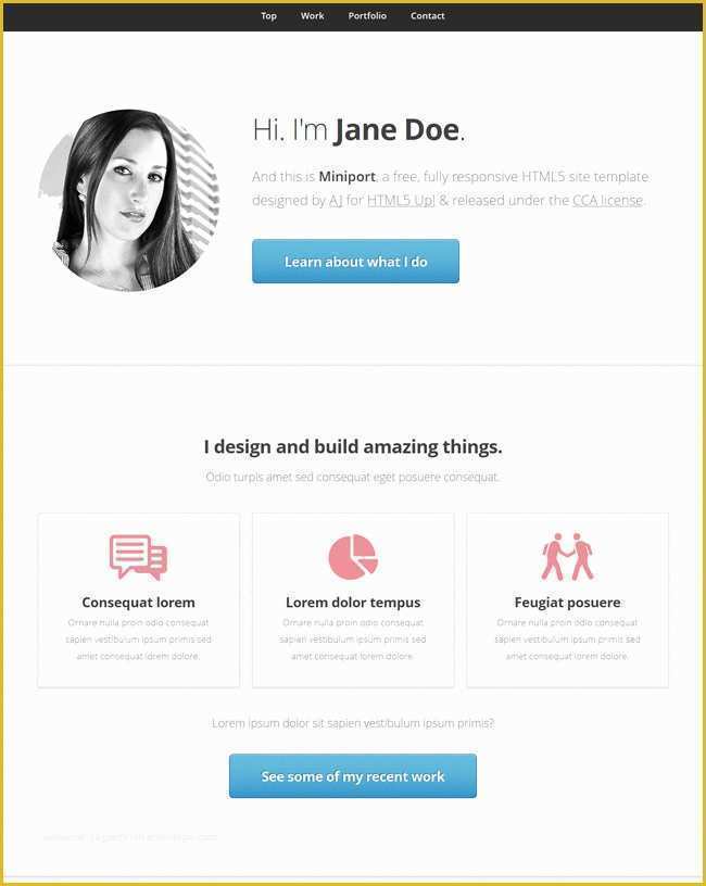 Html5 Portfolio Website Templates Free Download Of Free 5 Responsive Single Page Template – Miniport