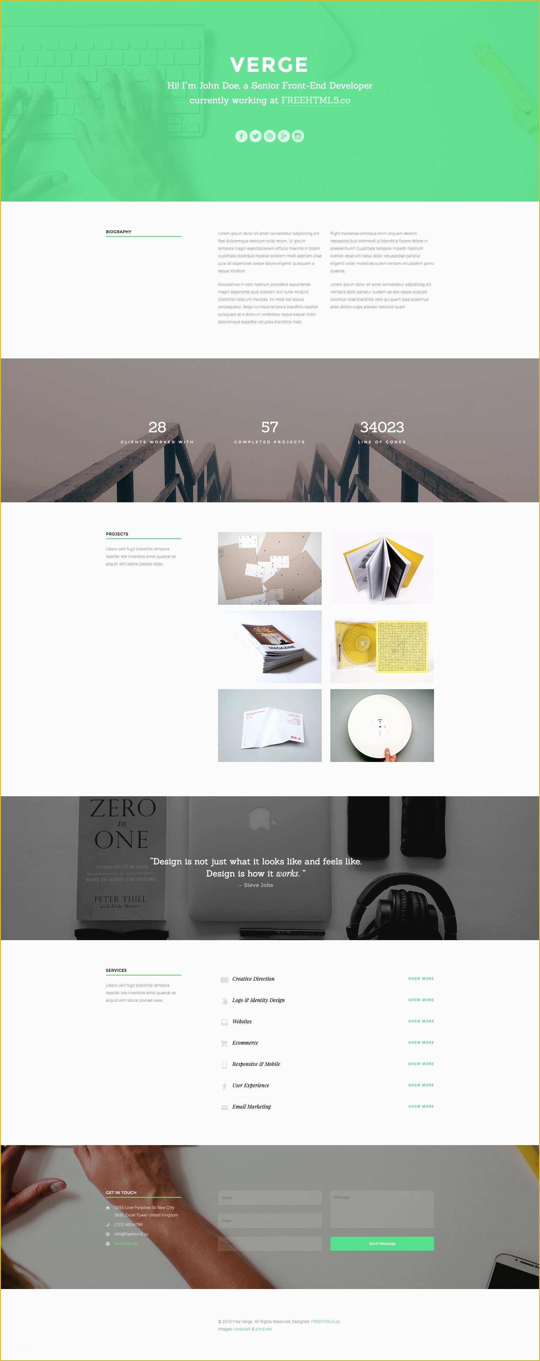 Html5 Portfolio Website Templates Free Download Of Verge Free Responsive HTML5 Bootstrap Portfolio Template