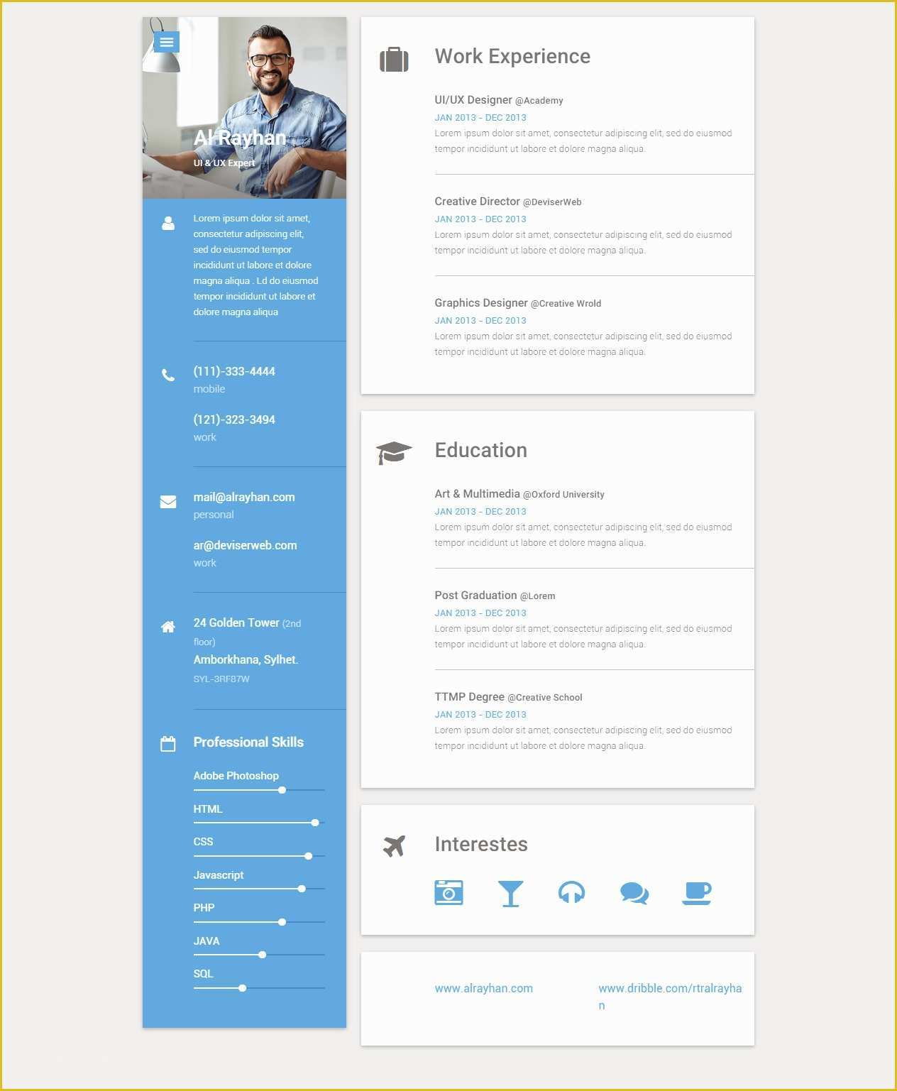 Html5 Template Free 2017 Of Responsive Cv Resume 5 Template Resumes Cv