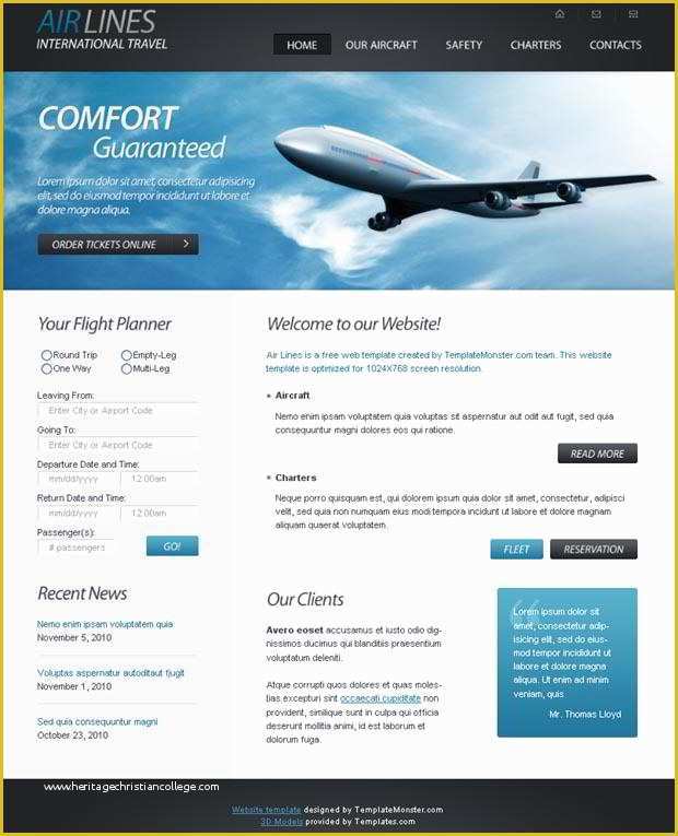 Html5 Website Templates Free Download Of Free HTML5 Website Template for Airlines Pany Monsterpost