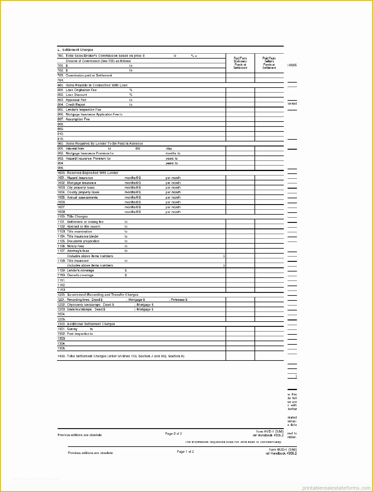 Hud Template Free Of Hud 1 form Free Printable Hud 1 Settlement Statement