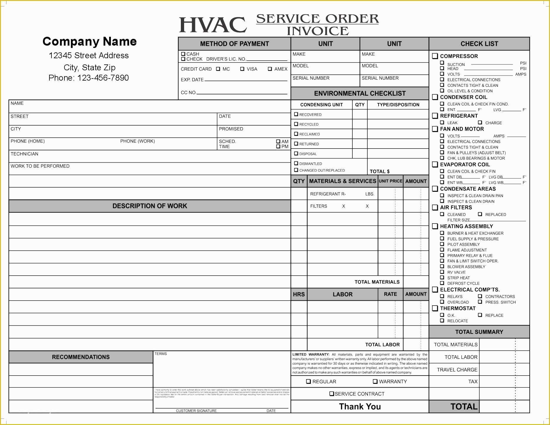 Hvac Service Invoice Template Free Of 11 Hvac Invoice Template Free top Invoice Templates Hvac