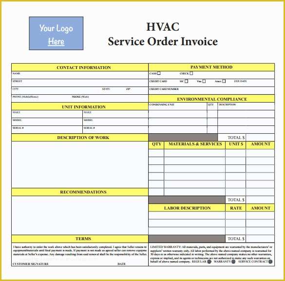 Hvac Service Invoice Template Free Of 14 Hvac Invoice Templates to Download for Free