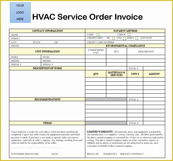 Hvac Service Invoice Template Free Of 18 Free Hvac Invoice Templates Demplates