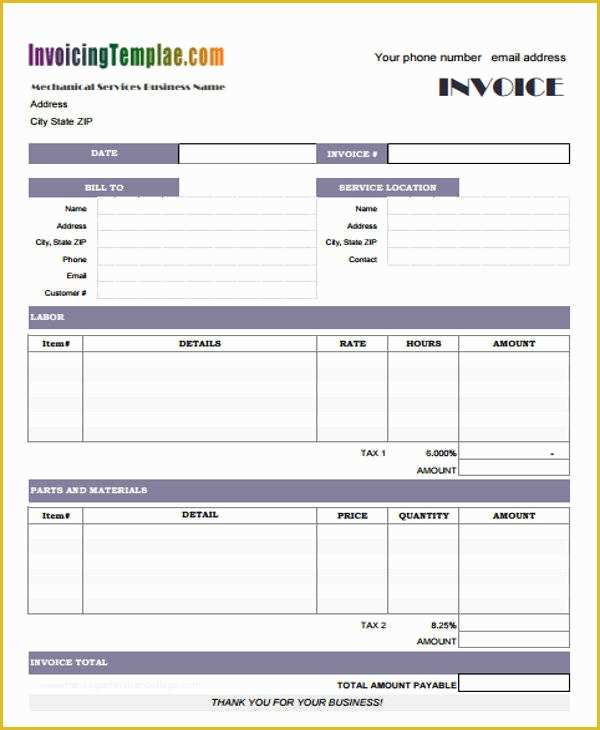 Hvac Service Invoice Template Free Of 5 Hvac Invoice Template – Free Sample Example format