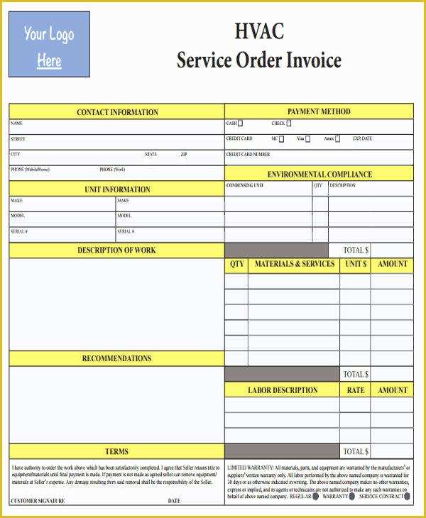 Hvac Service Invoice Template Free Of 5 Hvac Invoice Template – Free Sample Example format