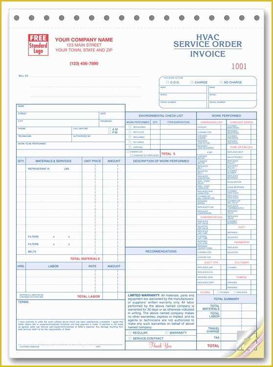 Hvac Service Invoice Template Free Of 6501 A K A 6501 3 Hvac Service order forms with Checklist