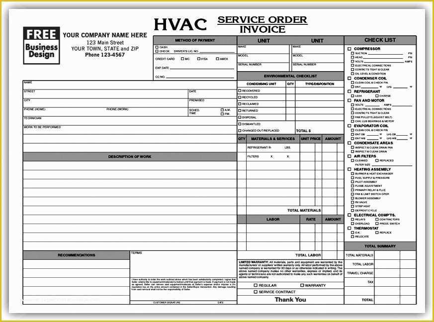 Free Printable Hvac Invoice Template Bastamaniac