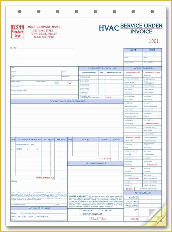 Hvac Service Invoice Template Free Of Hvac Invoice Template