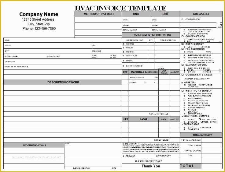 Hvac Service Invoice Template Free Of Hvac Repair Invoice Download