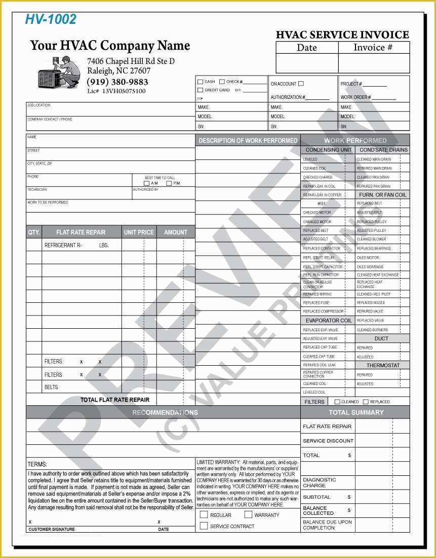 Hvac Service Invoice Template Free Of Hvac Service Invoice Invoice Template Ideas