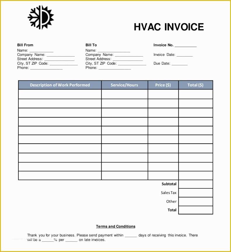 Hvac Service Invoice Template Free Of Hvac Service Invoice Template Free Resume Templates