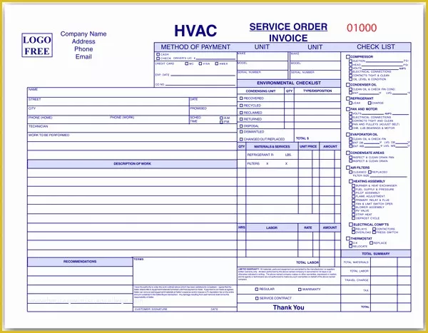 Hvac Service Invoice Template Free Of Hvac Service order Invoice Template