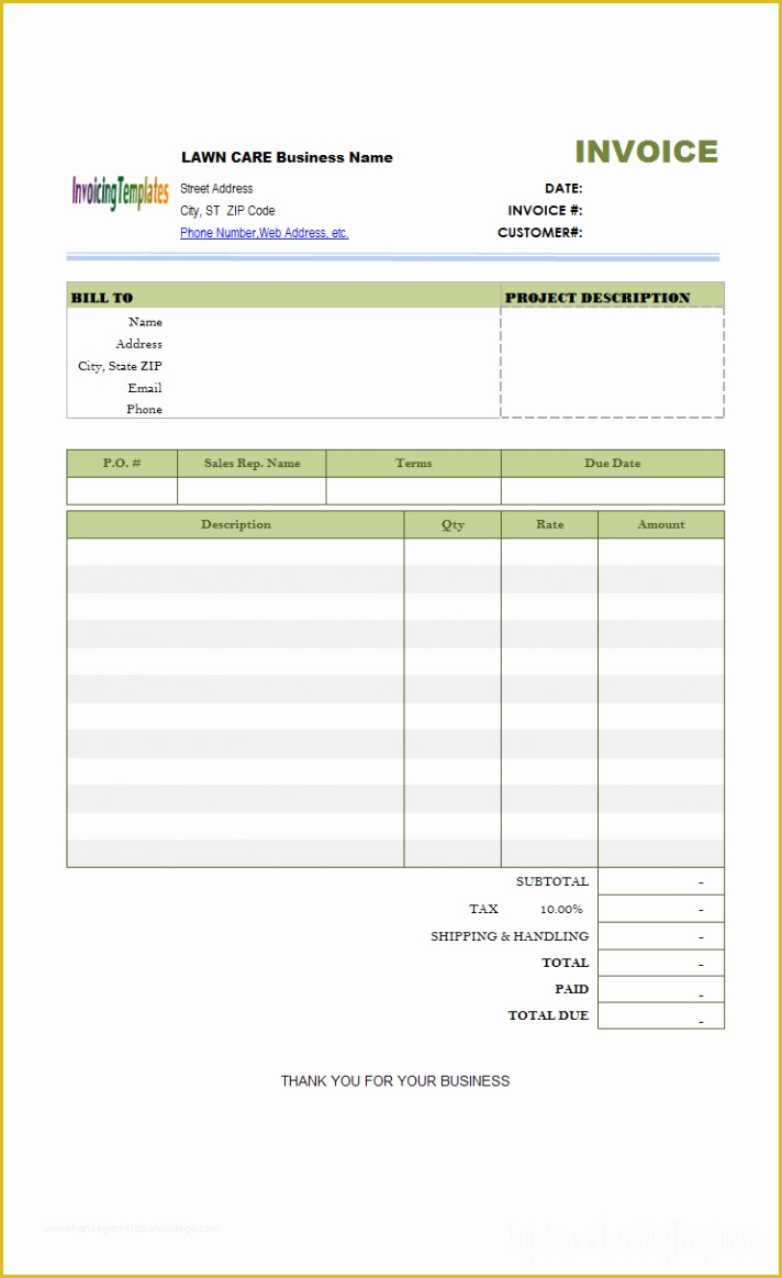 Hvac Service Invoice Template Free