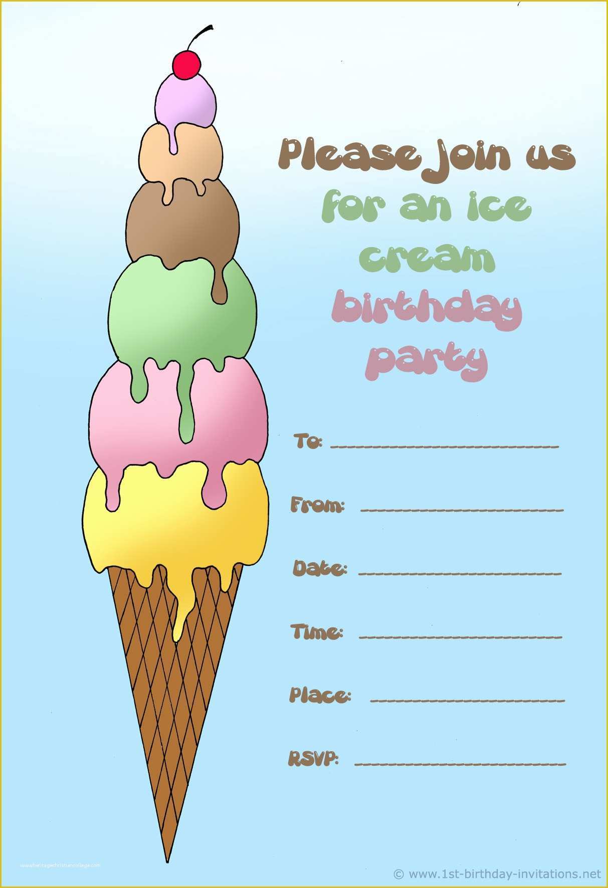 Ice Cream Birthday Invitation Template Free Of 14 Printable Birthday Invitations Many Fun themes