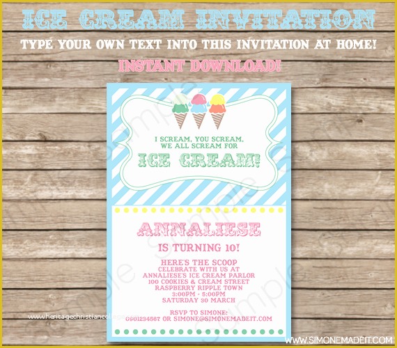 Ice Cream Birthday Invitation Template Free Of 301 Moved Permanently