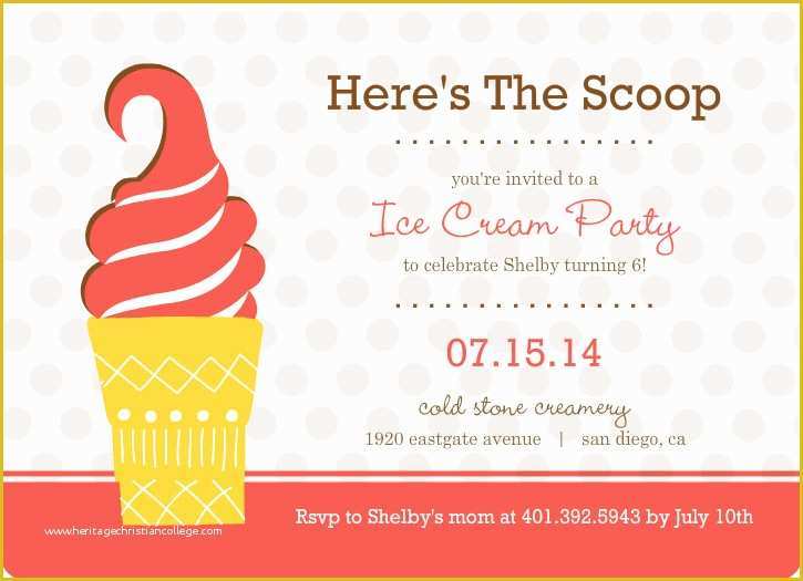 Ice Cream Birthday Invitation Template Free Of 4 Best Of Free Printable Ice Cream social Invites