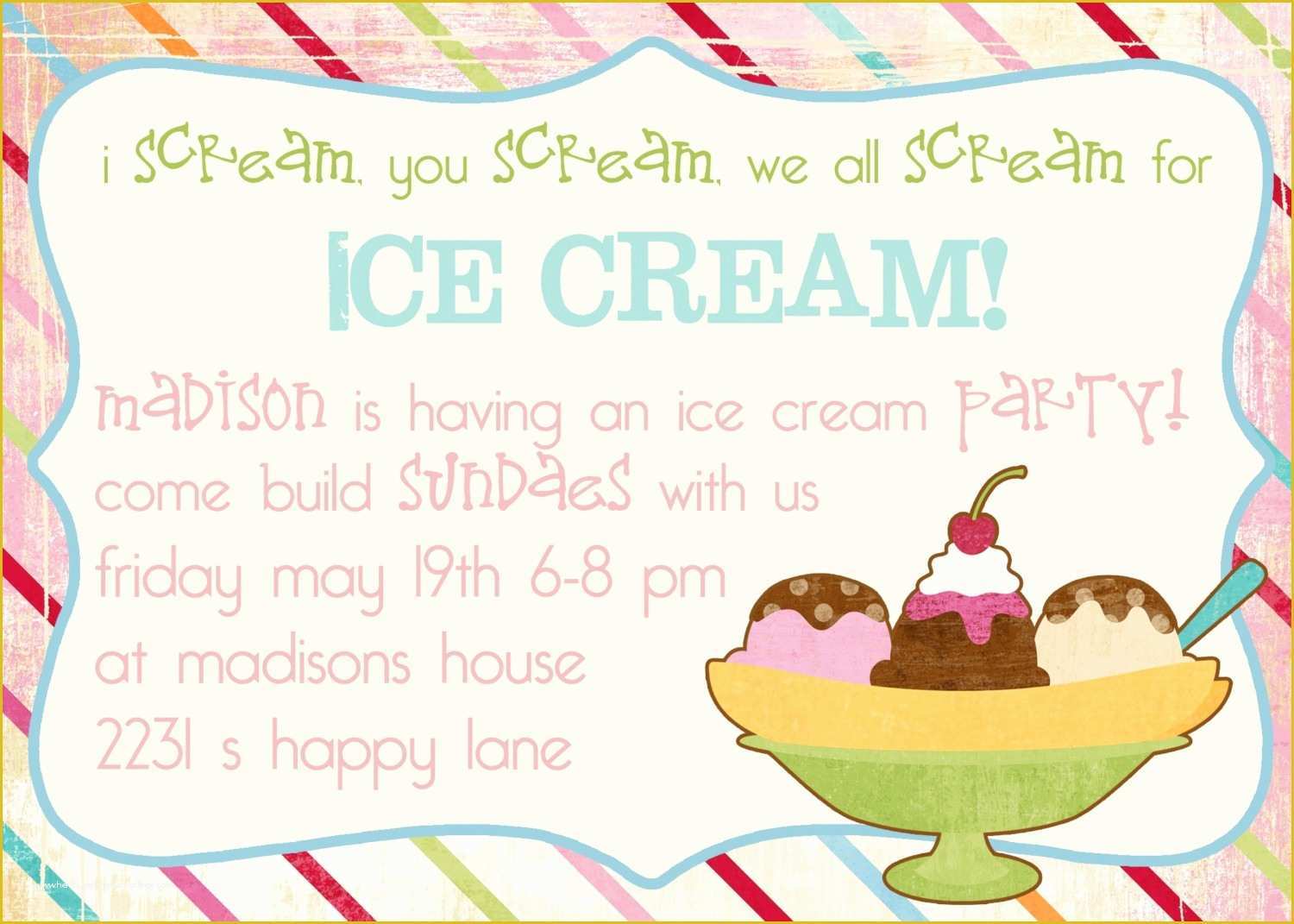 Ice Cream Birthday Invitation Template Free Of 7 Best Of Printable Ice Cream social Flyer Ice