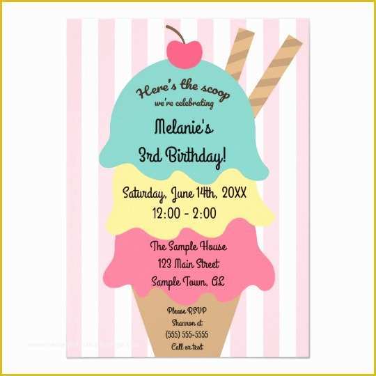 Ice Cream Birthday Invitation Template Free Of Cute Ice Cream Birthday Invitation