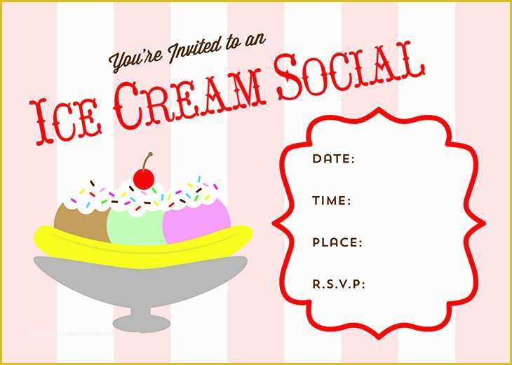 Ice Cream Birthday Invitation Template Free Of Free Printable Ice Cream social Invite