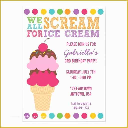 Ice Cream Birthday Invitation Template Free Of Ice Cream Birthday Invitation 5" X 7" Invitation Card