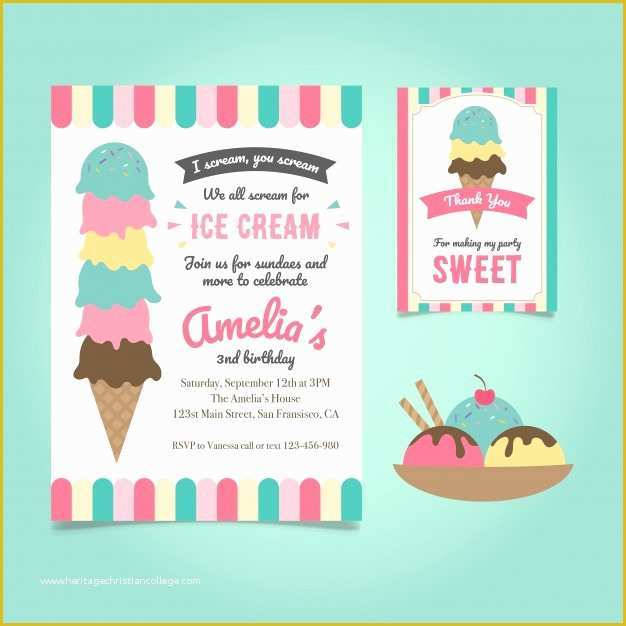 Ice Cream Birthday Invitation Template Free Of Ice Cream Birthday Invitation Vector