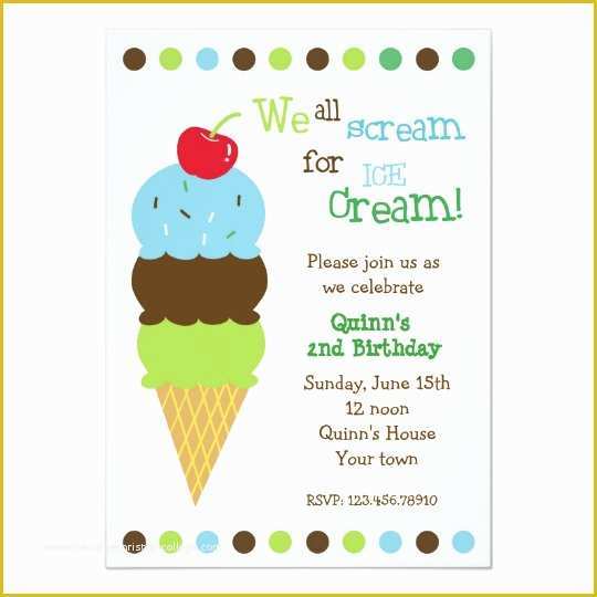 Ice Cream Birthday Invitation Template Free Of Ice Cream Birthday Party Invitations Boys