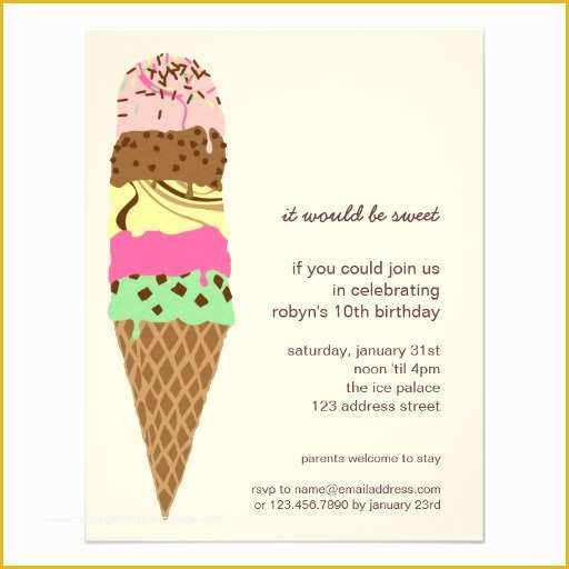 Ice Cream Birthday Invitation Template Free Of Ice Cream Cone Birthday Party Invitation Template 4 25&quot; X