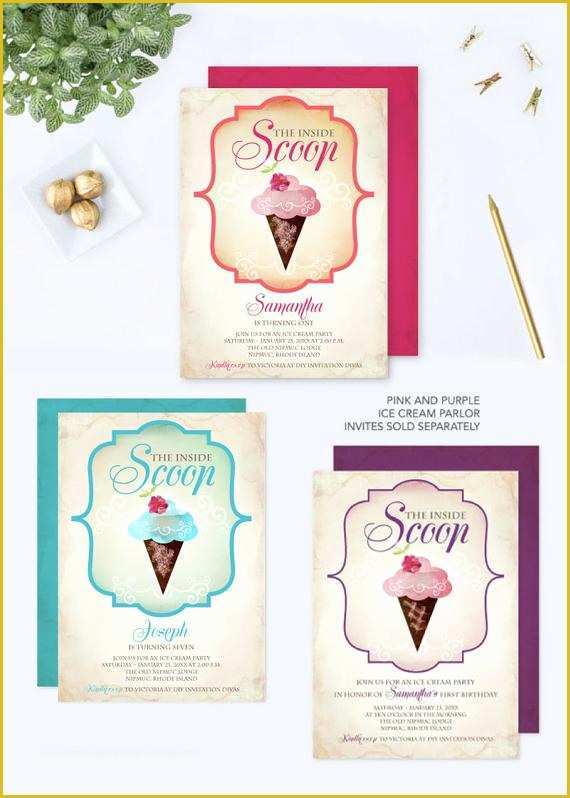 Ice Cream Birthday Invitation Template Free Of Ice Cream Parlor Invite Girl Birthday Party Invitation