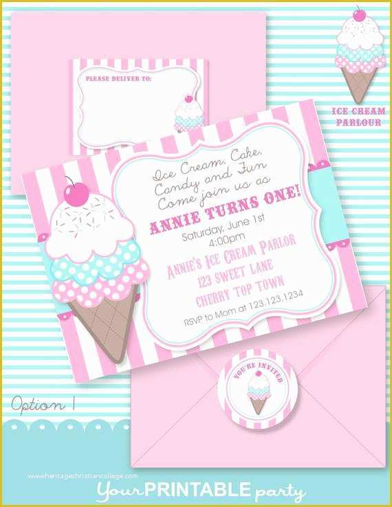 Ice Cream Birthday Invitation Template Free Of Ice Cream Parlor Party Invitation with Address Labels