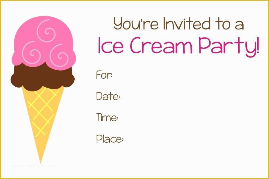 Ice Cream Birthday Invitation Template Free Of Ice Cream Party Free Printable Invitation Personalized
