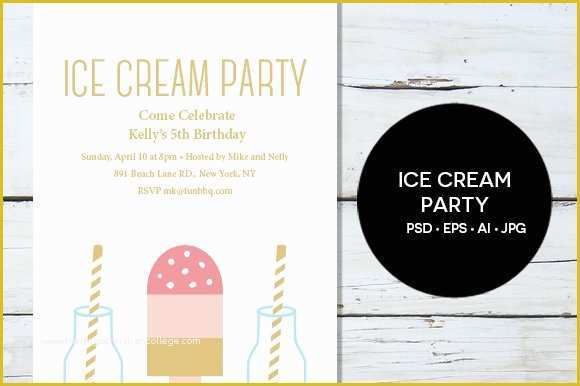 Ice Cream Birthday Invitation Template Free Of Ice Cream Party Invitation Invitation Templates