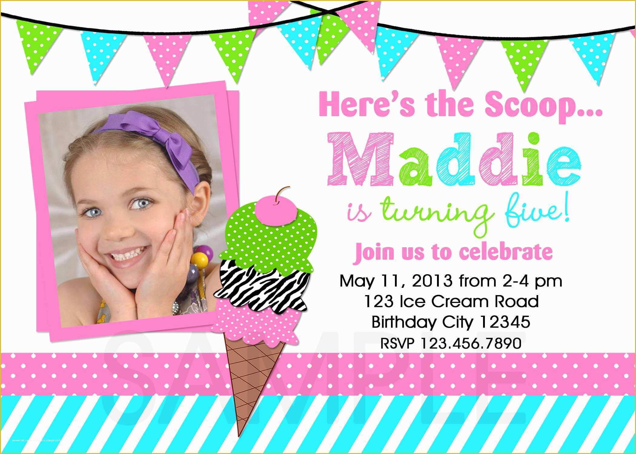 Ice Cream Birthday Invitation Template Free Of Ice Cream Party Invitations