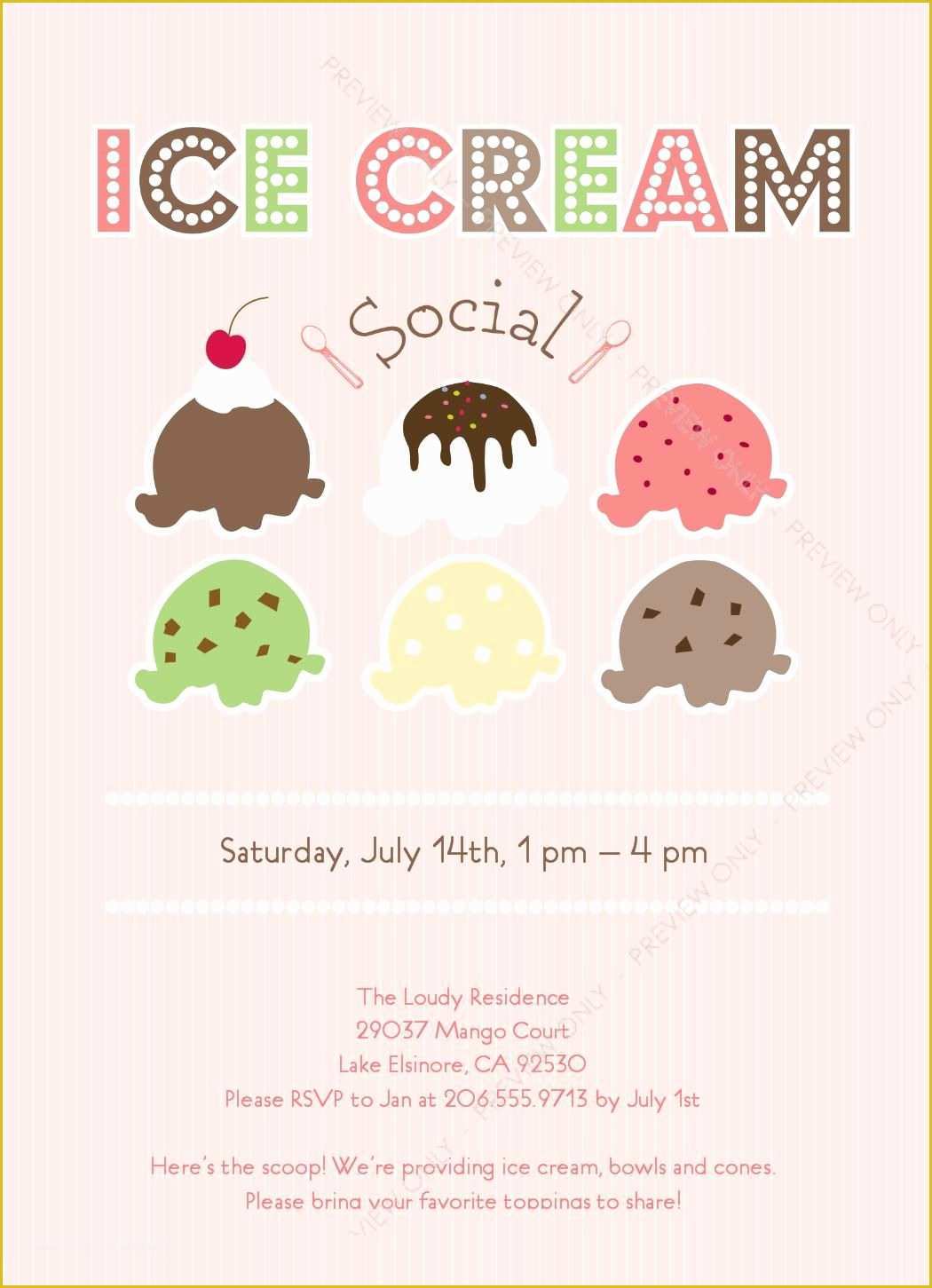 Ice Cream Birthday Invitation Template Free Of Ice Cream social Invitation Ice Cream Shop